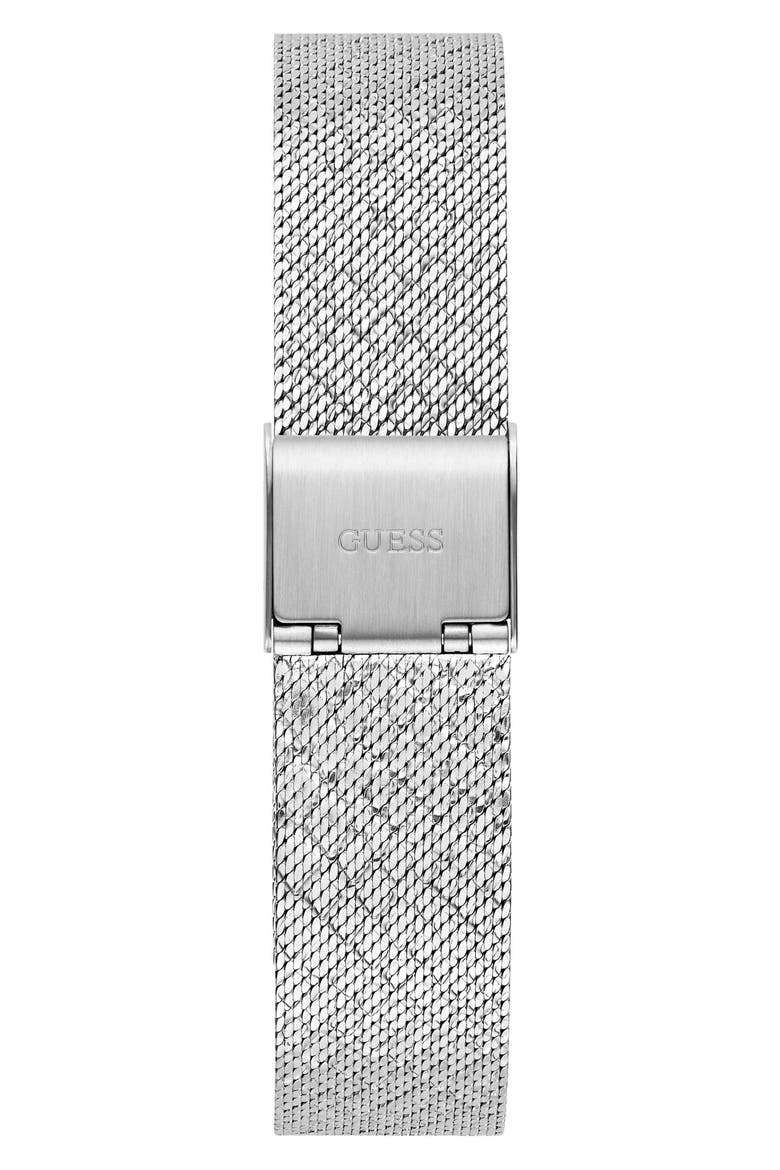 Boa Crystal Bezel Silvertone Mesh Strap Watch, 32mm, Alternate, color, SILVER