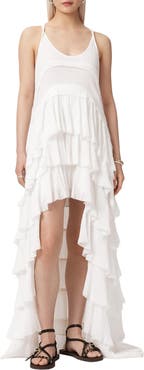 AllSaints Cavarly High Low Ruffled Cotton Crepe Dress