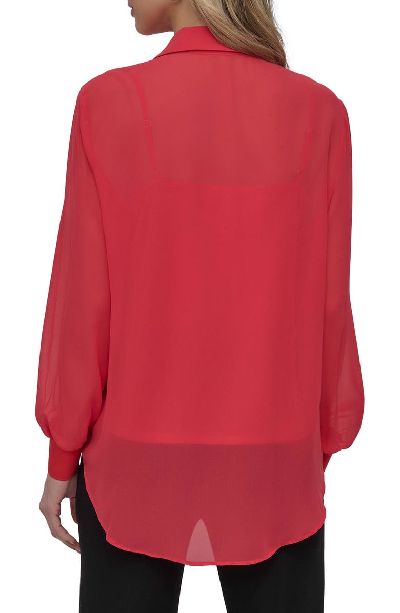 DKNY Chiffon Button-Up Shirt, Alternate, color, Watermln Sugar