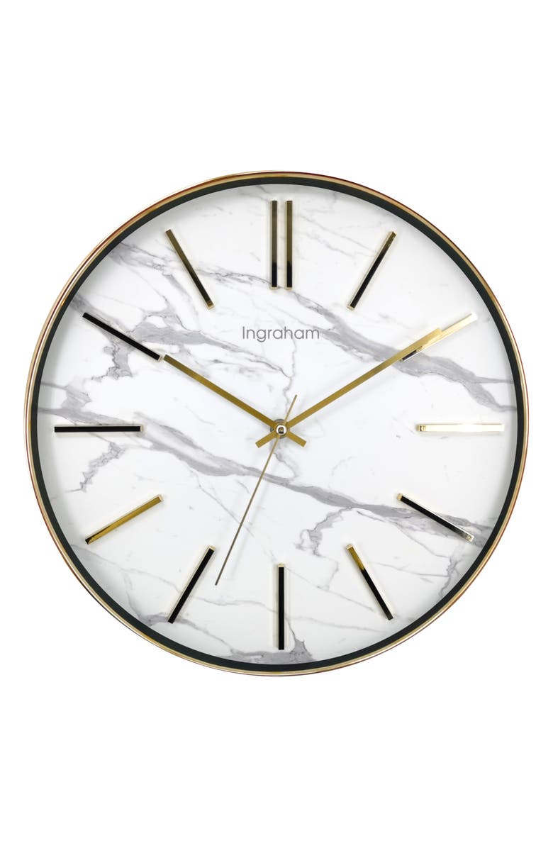 INGRAHAM Analog Wall Clock, Main, color, Gold/ White