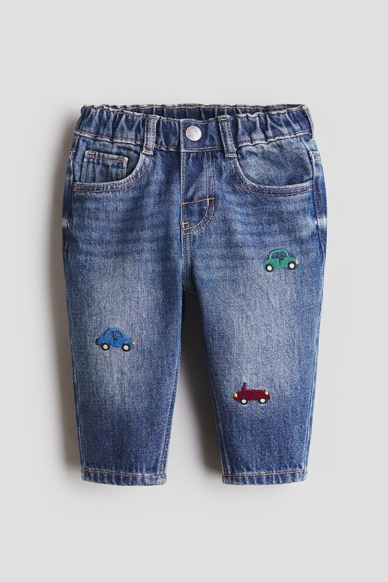 Embroidery-motif Jeans, Alternate, color, Denim blue/cars