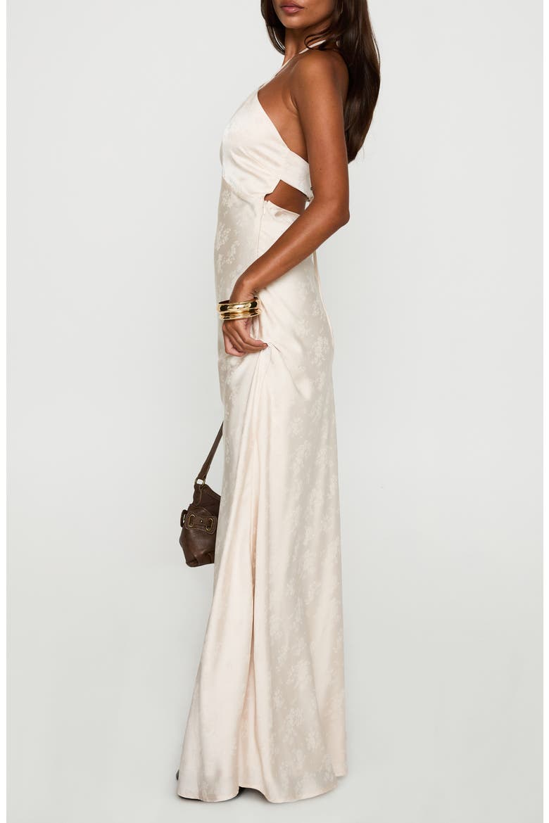 Limosina Halter Satin Gown, Alternate, color, CHAMPAGNE