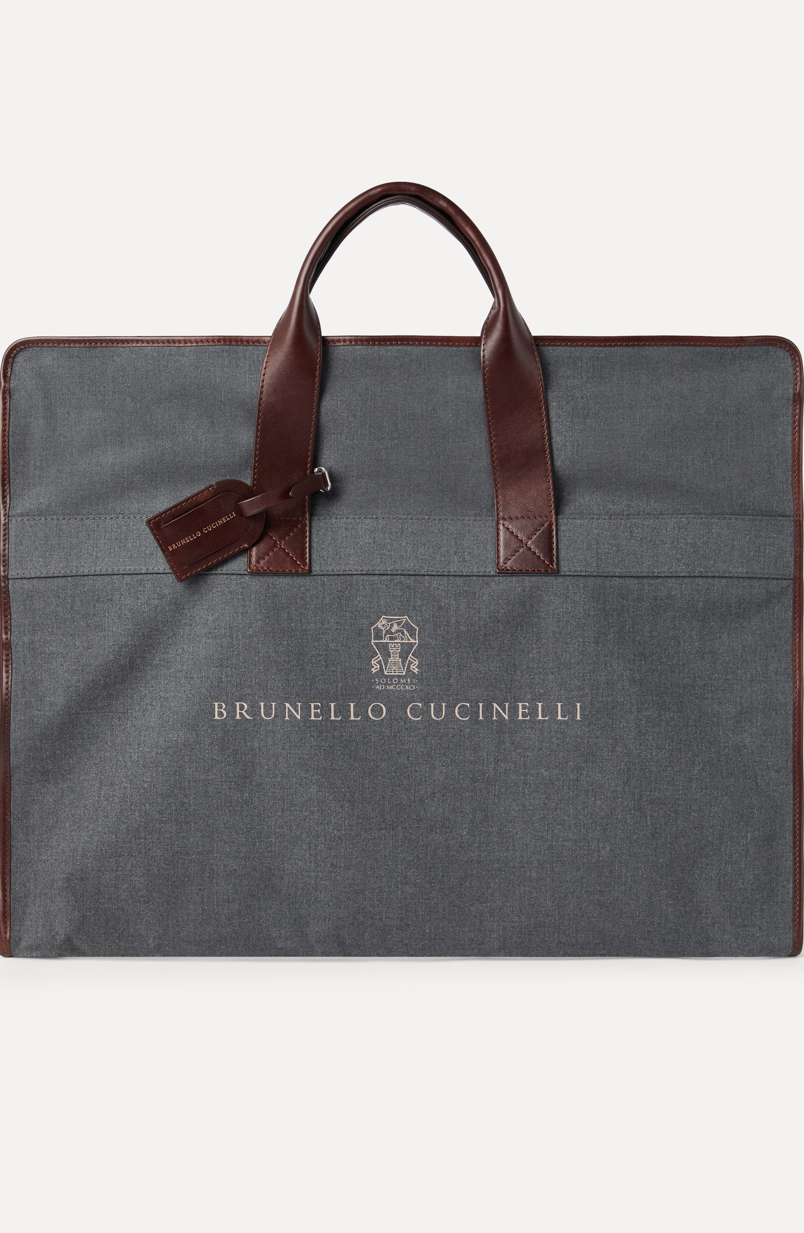 Brunello Cucinelli Calfskin suit carrier, Alternate, color, Anthracite