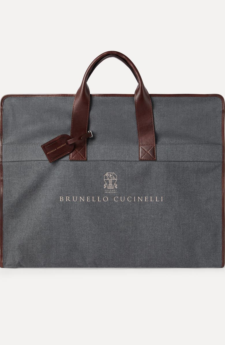 Brunello Cucinelli Calfskin suit carrier, Alternate, color, Anthracite