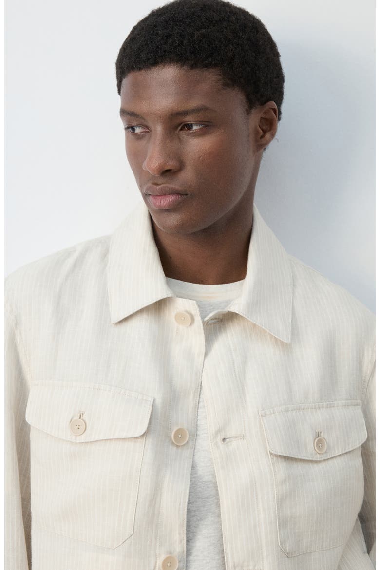 Tonal Stripe Linen Jacket, Alternate, color, WHITE