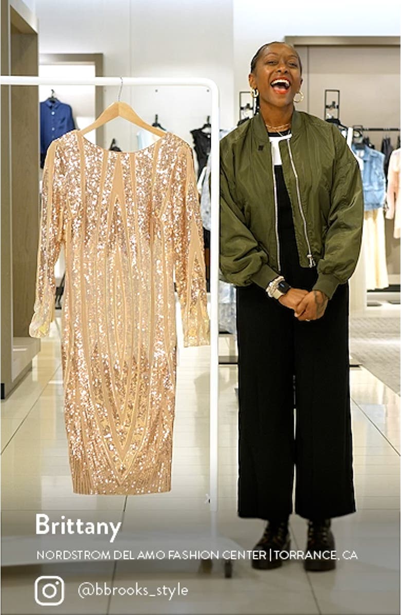 Emery Long Sleeve Sequin Body-Con Dress, sales video thumbnail