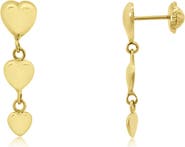 The Lovery Fine Jewelry Gold Heart Dangle Screw Back Earrings