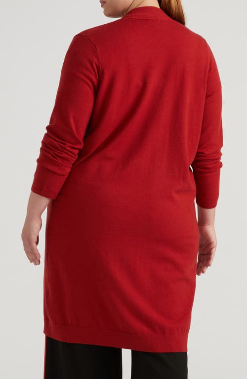 Universal Standard Long Open Front Cardigan In Red