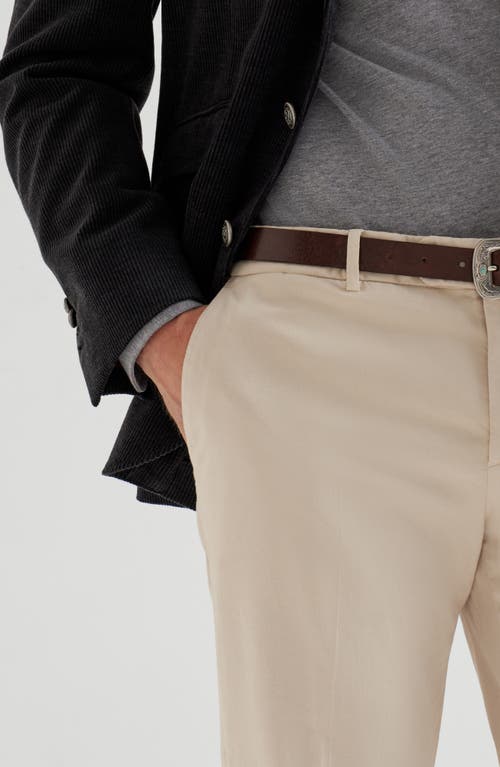 Brunello Cucinelli Stretch-cotton Garment-dyed Trousers In Neutral