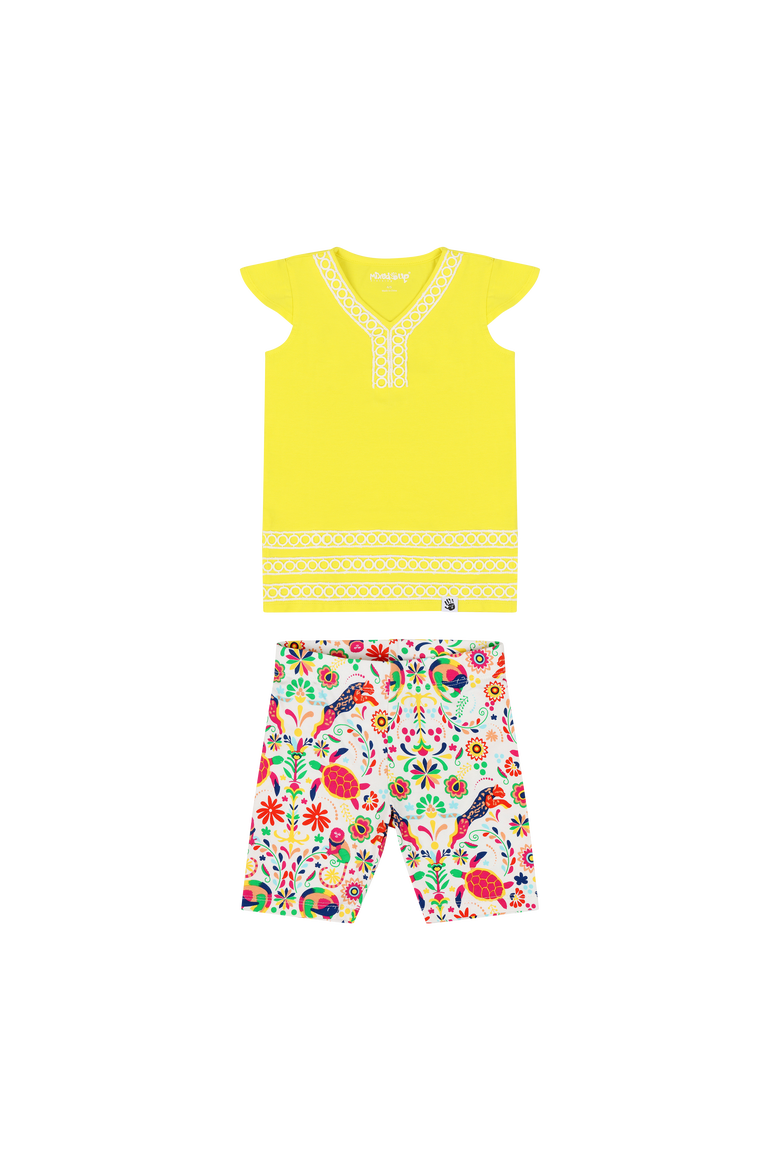 Girls Burda Tunic & Short Set, Main, color, Blazing Yellow/Animal Arabesqu
