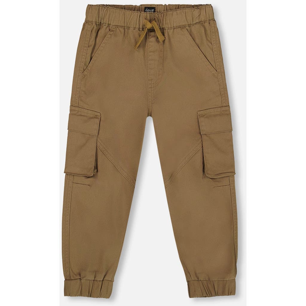 Deux Par Deux Twill Jogger Cargo Pants In Brown