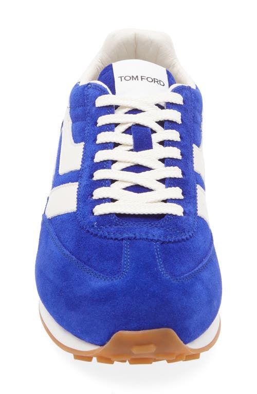 Tom Ford Mick Mixed Media Sneaker In Blue