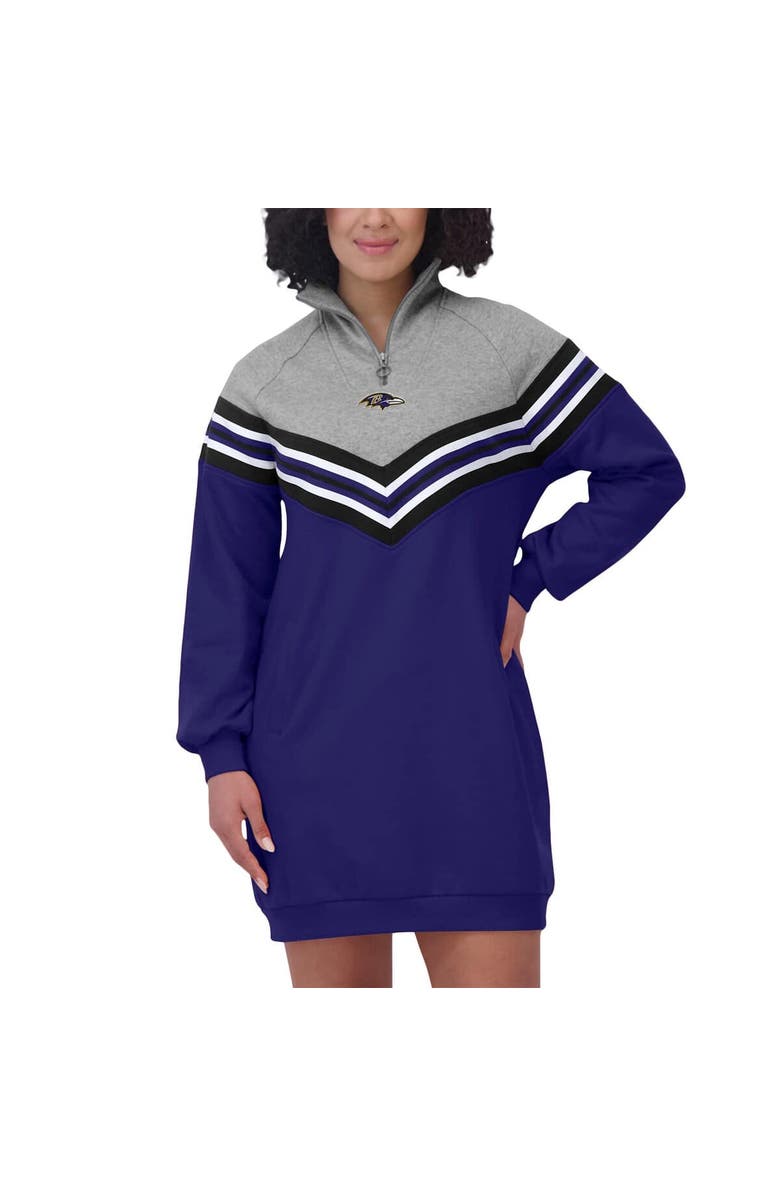 WEAR by Erin Andrews Women's WEAR by Erin Andrews  Purple/Heather Gray Baltimore Ravens Chevron Stripe Dress, Alternate, color, Purple