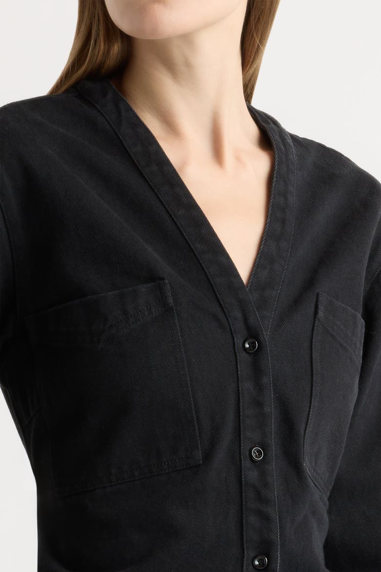 Emmett Structured-Sleeve Denim Jacket, Alternate, color, Washed Black