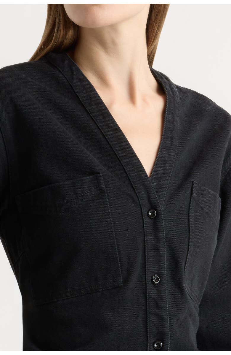 Modern Citizen Emmett Structured-Sleeve Denim Jacket, Alternate, color, Washed Black / Black