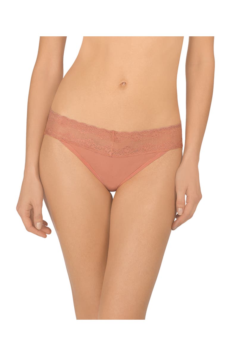Natori Bliss Perfection Lace Trim One Size Thong 2-Pack, Alternate, color, Frose