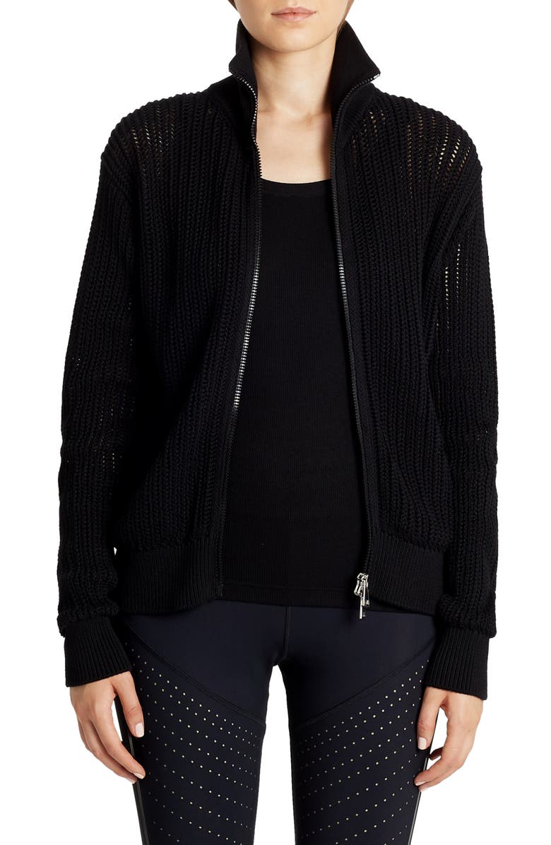 Moncler Zip Turtleneck Cotton Cardigan, Main, color,