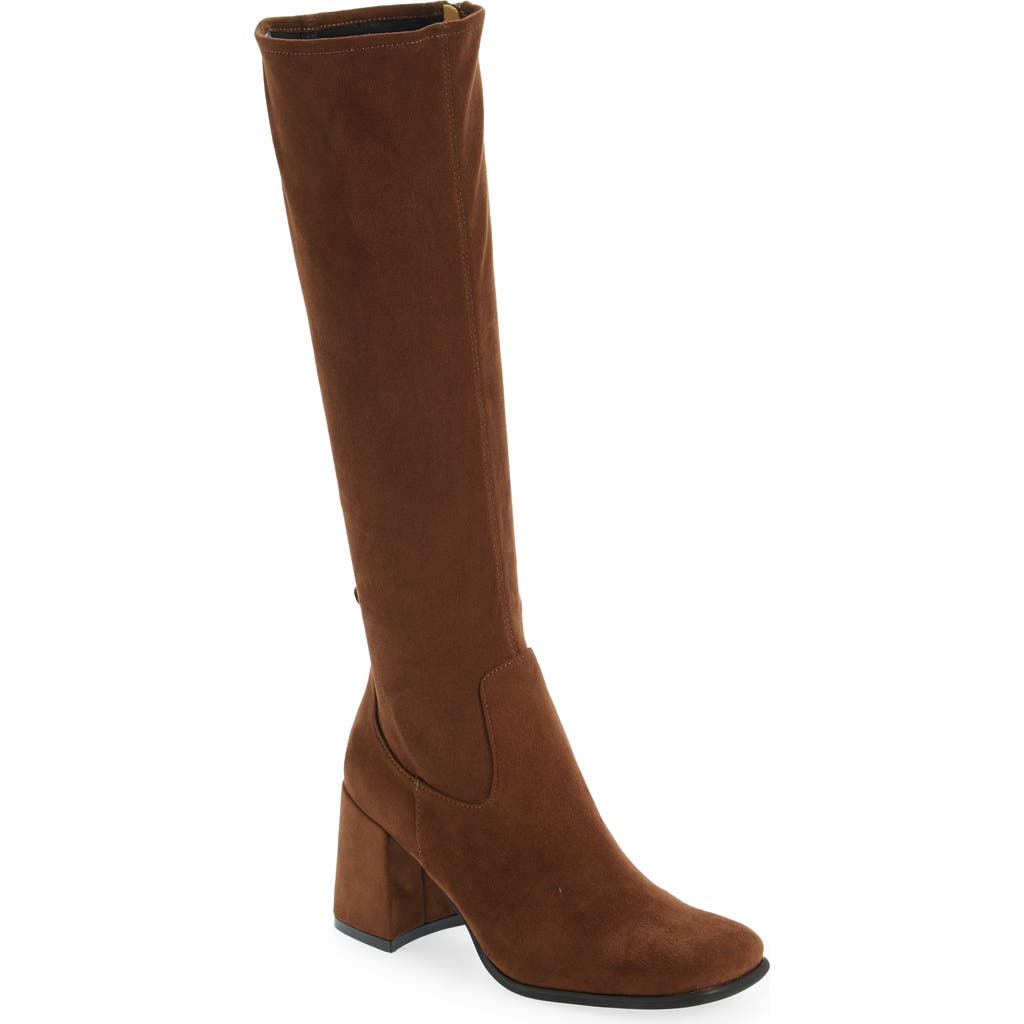 Jeffrey Campbell Hot Lava Knee High Stretch Boot In Brown