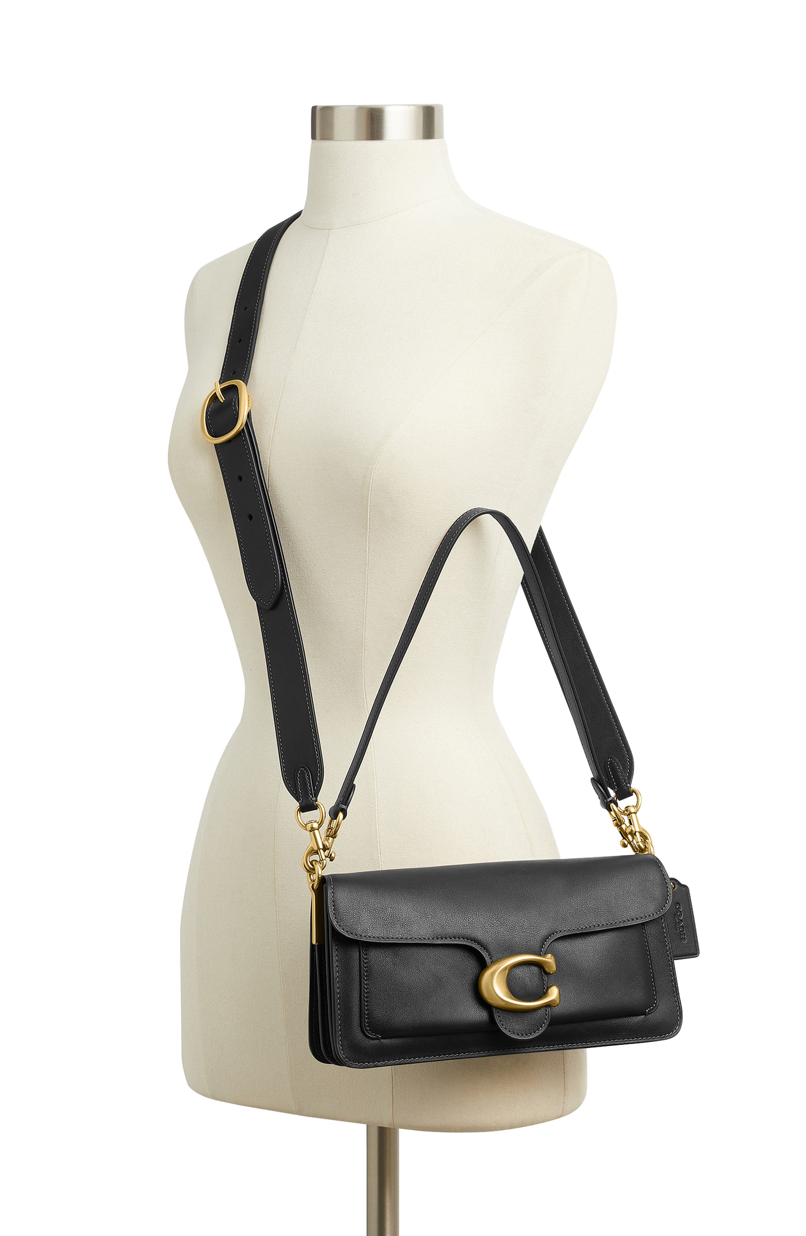 COACH Tabby 26 Leather Shoulder Bag, Alternate, color, B4/Black