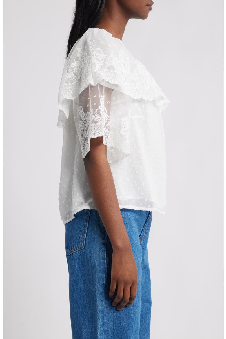Lace Off the Shoulder Top, Alternate, color, WHITE