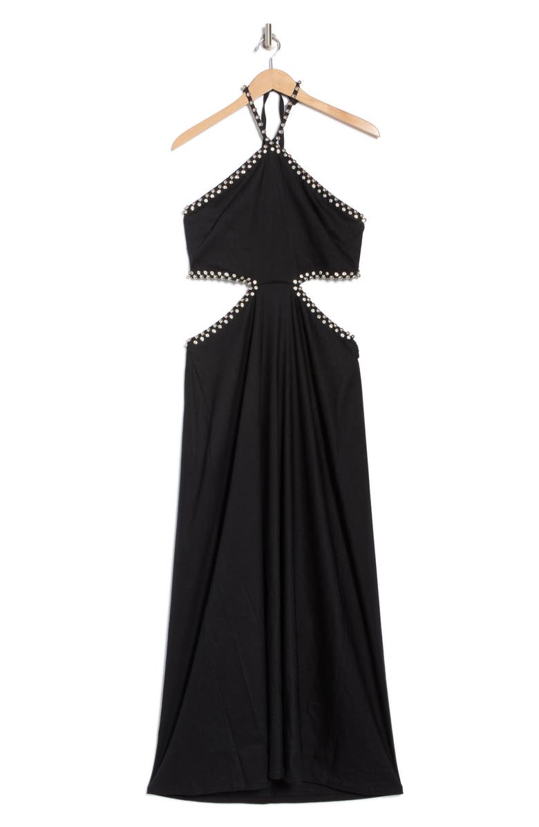 Simkhai Bellina Studded Cutout Halter Dress, Main, color,