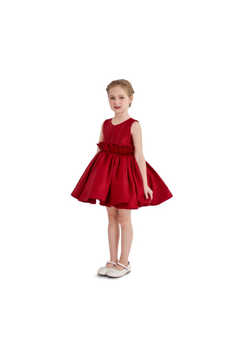 Harmony Ruffle Waist Formal Dress, Alternate, color, Red
