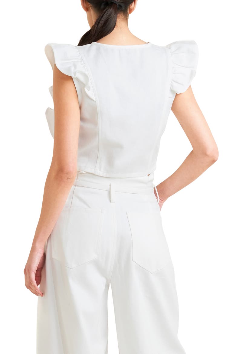 Button-Up Crop Vest, Alternate, color, WHITE