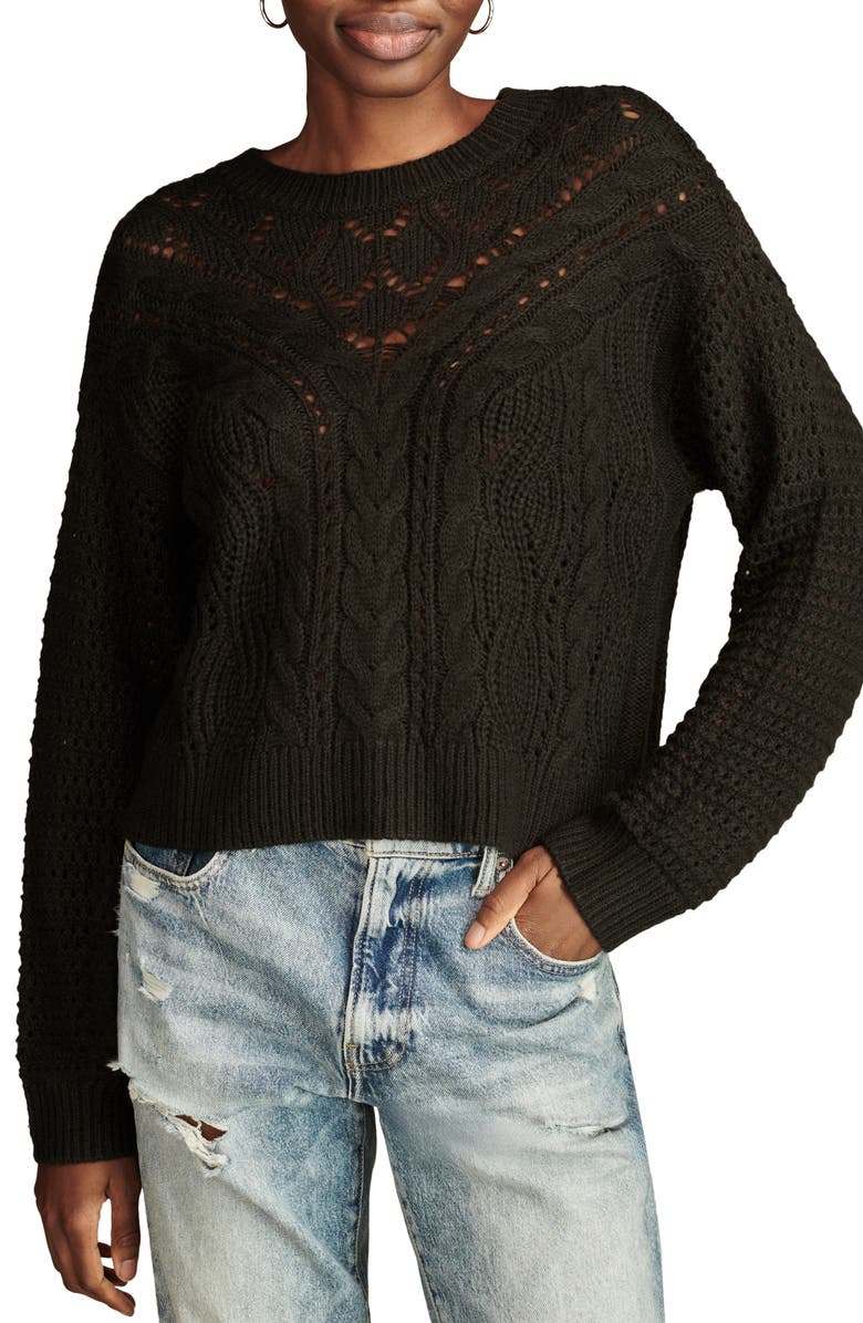 Lucky Brand Romantic Mixed Stitch Sweater, Main, color,