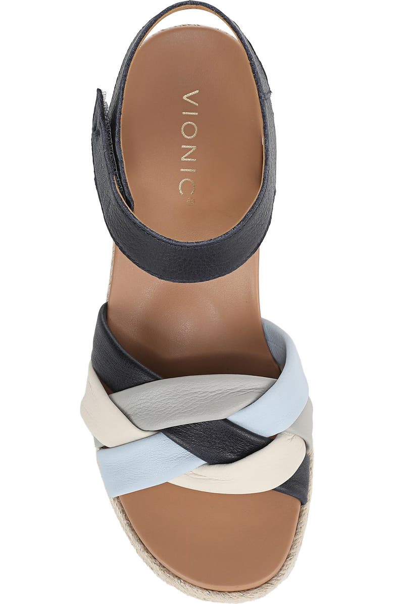 Vionic Saratoga Wedge Espadrille Sandal, Alternate, color, Navy Multi