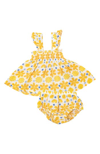 ANGEL DEAR ANGEL DEAR SUNNY LEMON SMOCKED DRESS & BLOOMERS SET 