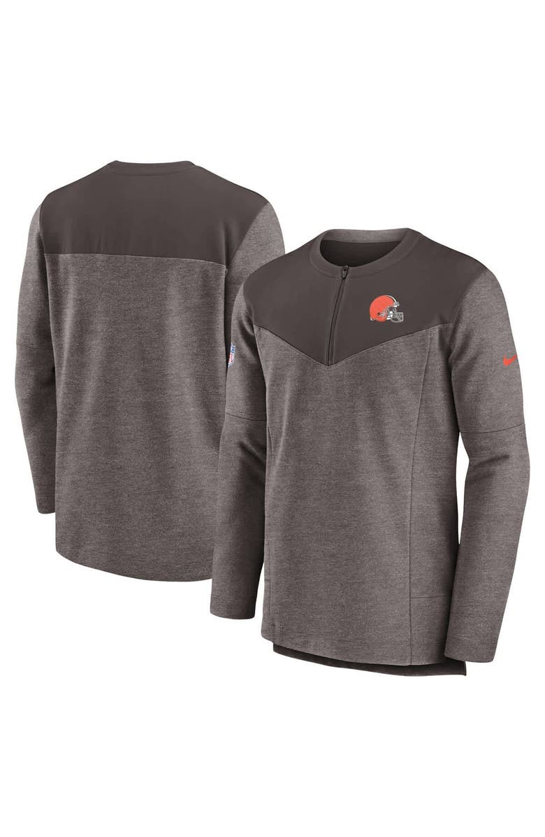 Nike Men's Nike Brown Cleveland Browns Sideline Lockup Performance Quarter-Zip Top, Main, color, 