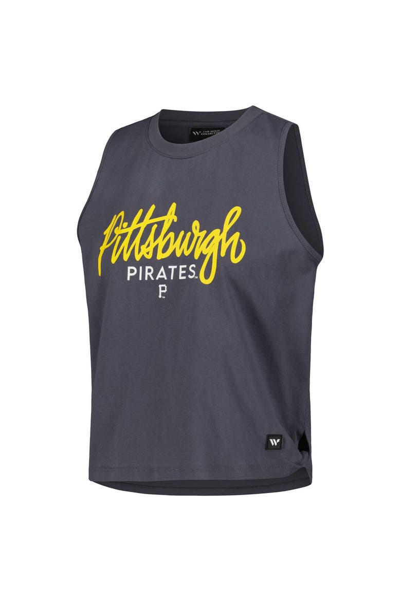 Women's The Wild Collective Charcoal Pittsburgh Pirates Side Knot Tank Top, Alternate, color, Charcoal