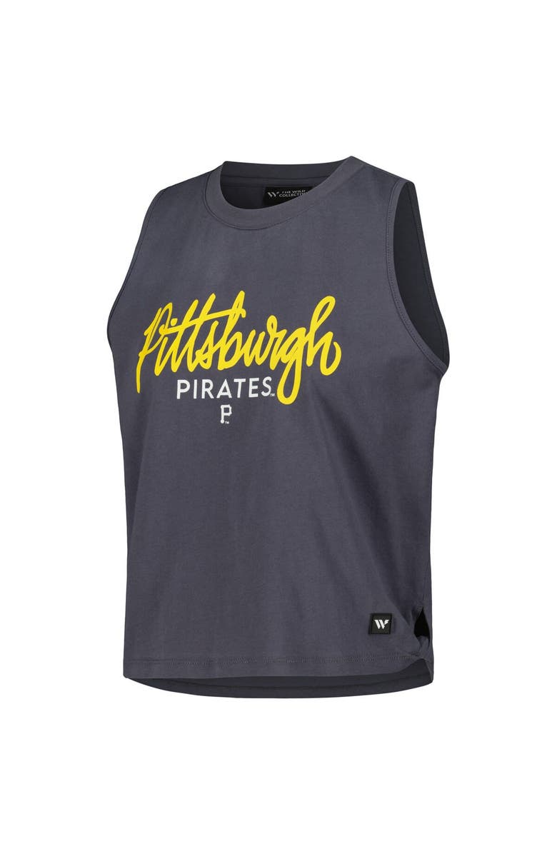 THE WILD COLLECTIVE Women's The Wild Collective Charcoal Pittsburgh Pirates Side Knot Tank Top, Alternate, color, Charcoal