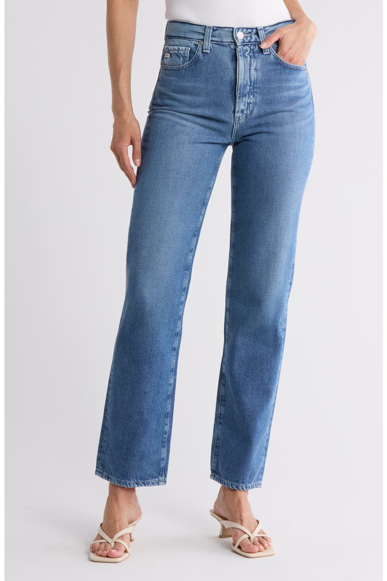 Alexxis High Waist Straight Leg Jeans, Main, color, ACADIA