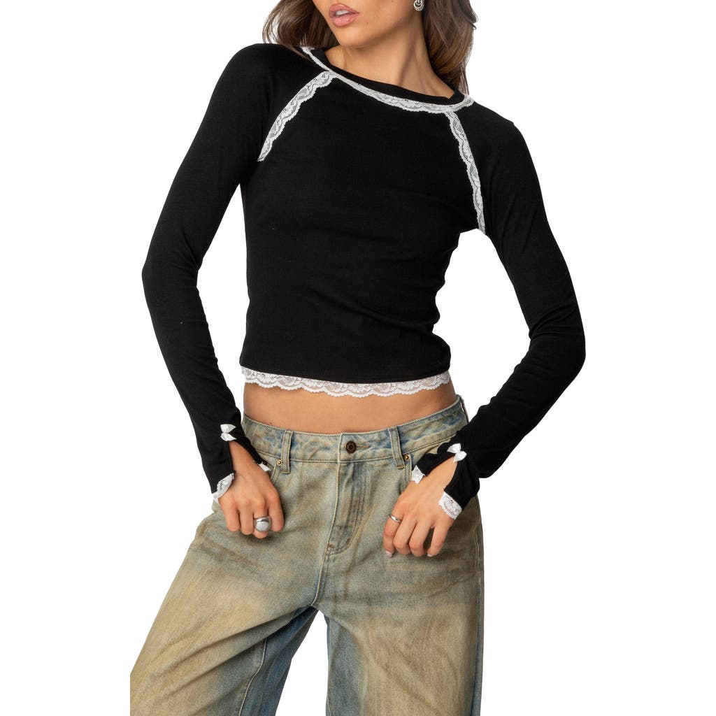 EDIKTED EDIKTED EDITH LACE TRIM CROP TOP