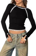 EDIKTED Edith Lace Trim Crop Top