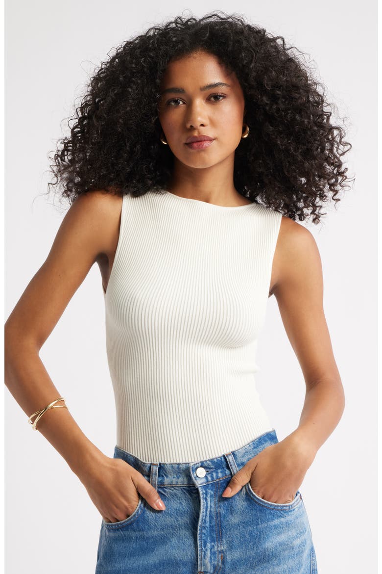 Luxe Sculpt Rib Sweater Tank, Main, color, WHITE WHISPER