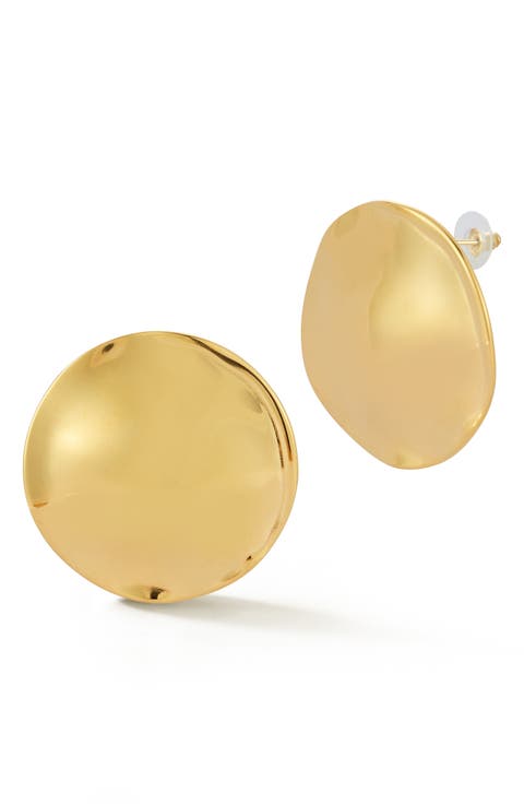 Silver Plated Circle Stud Earrings