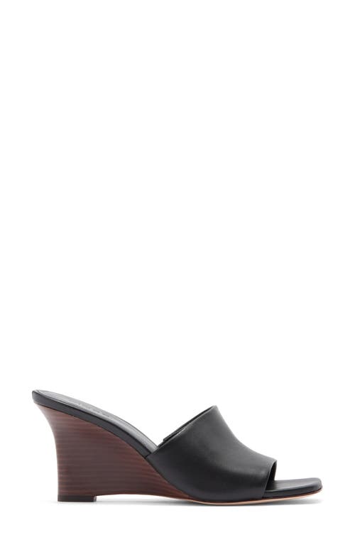 Vince Pia Womens Leather Slide Wedge Sandals In Black