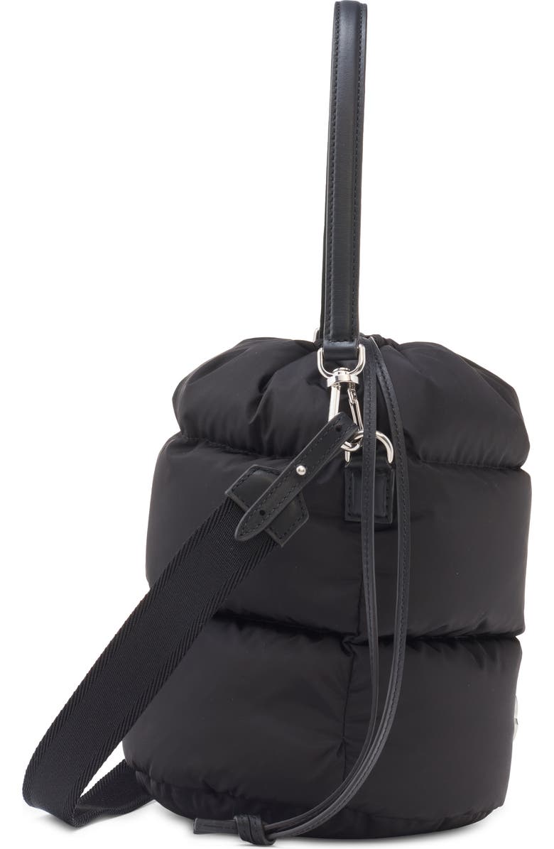 Moncler Caradoc Quilted Puffer Bucket Bag, Alternate, color, Black