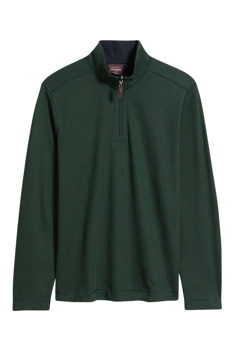 Icon Reversible Cotton Blend Piqué Quarter Zip Pullover, Alternate, color, FOREST/ NAVY