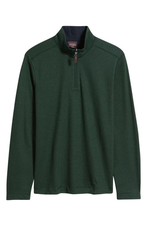 Icon Reversible Cotton Blend Piqué Quarter Zip Pullover