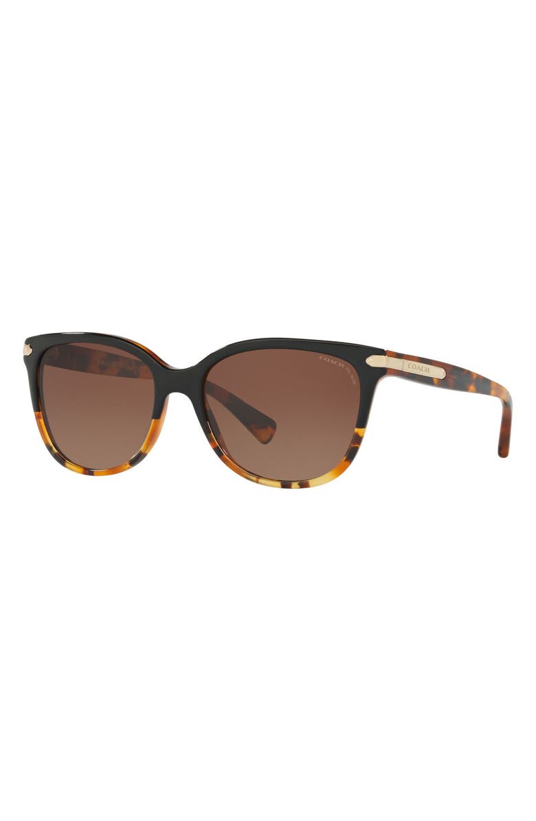 COACH 57mm Polarized Retro Sunglasses, Alternate, color, Black Tortoise Gradeint