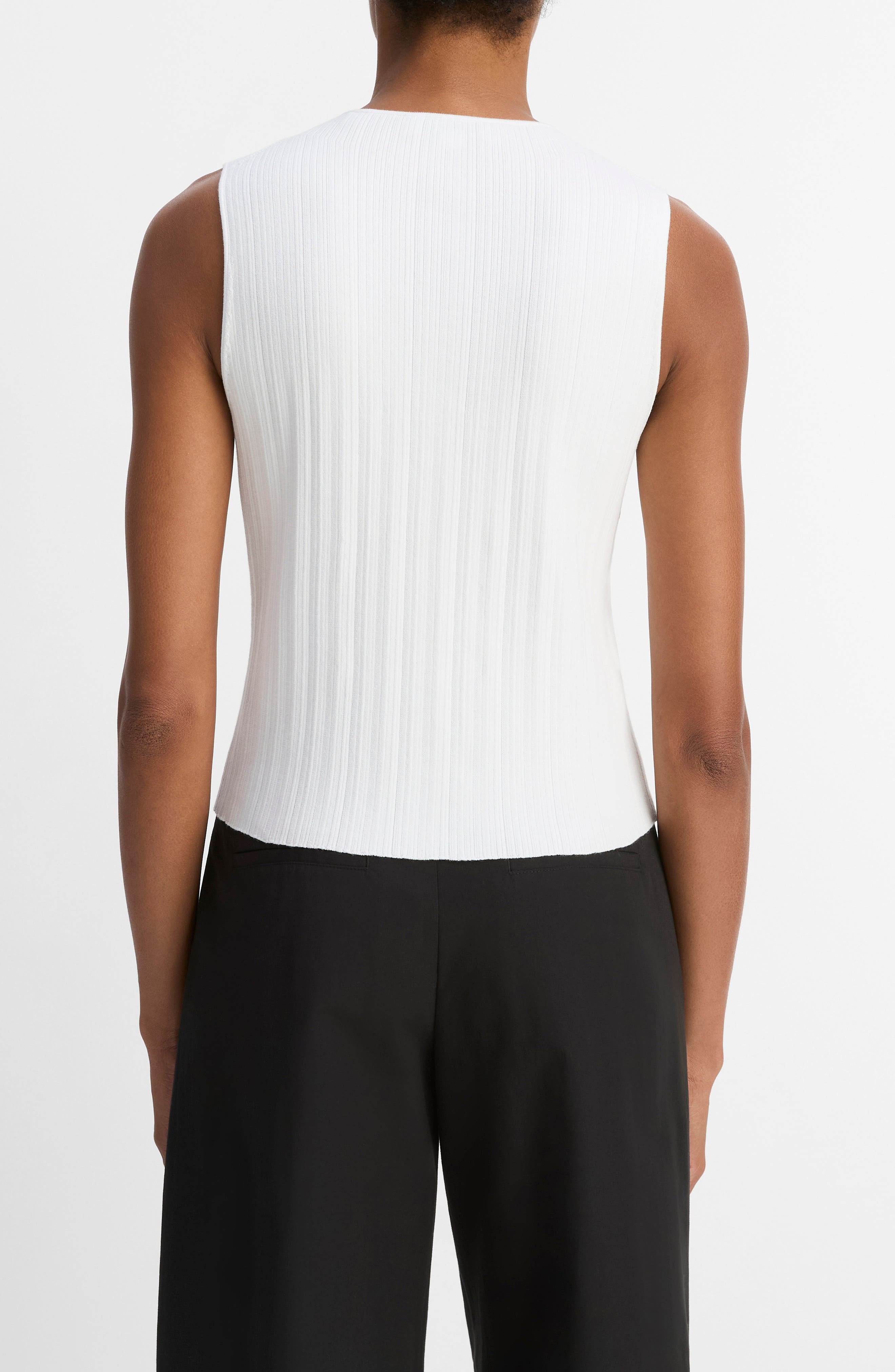 Variegated Rib Sleeveless Cotton Sweater - image 4