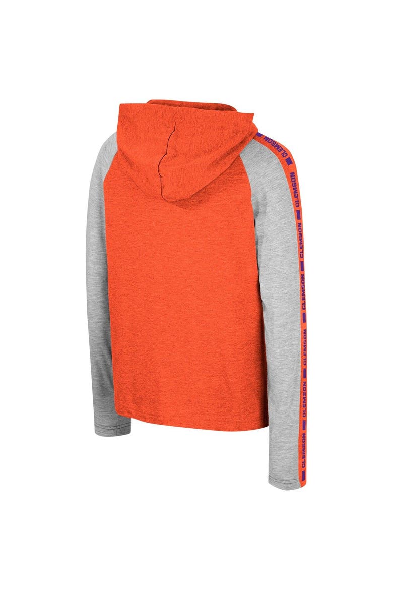 Youth Colosseum Orange Clemson Tigers Ned Raglan Long Sleeve Hooded T-Shirt, Alternate, color, Orange