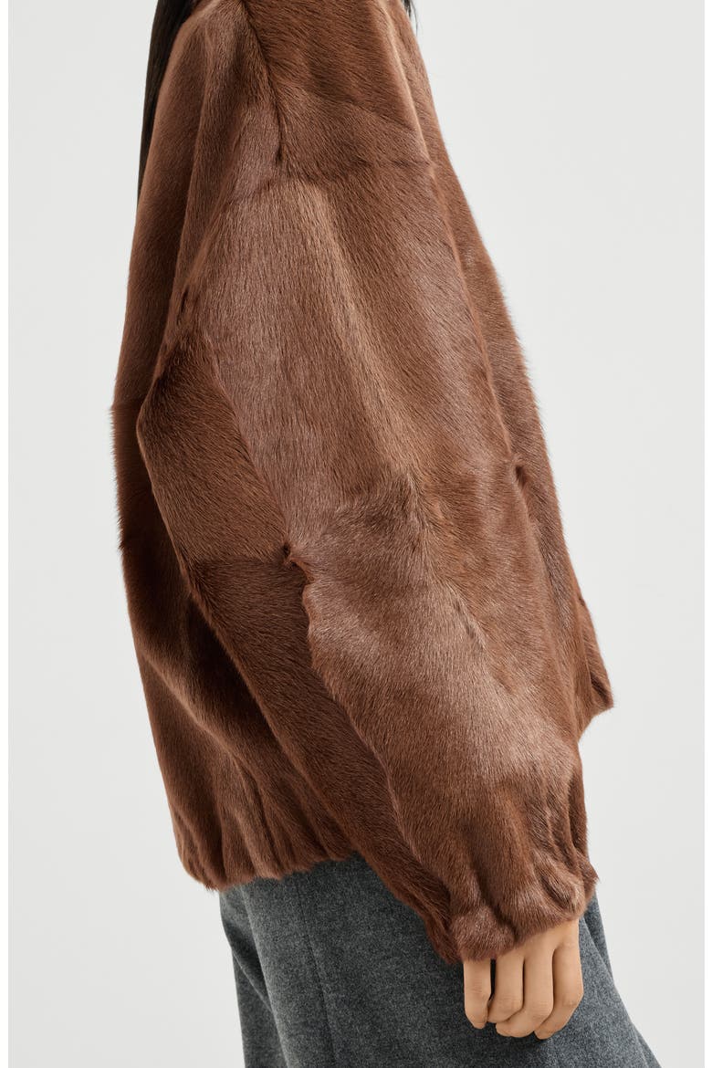 Cashmere shearling bomber jacket with monili, Alternate, color, Mahogany