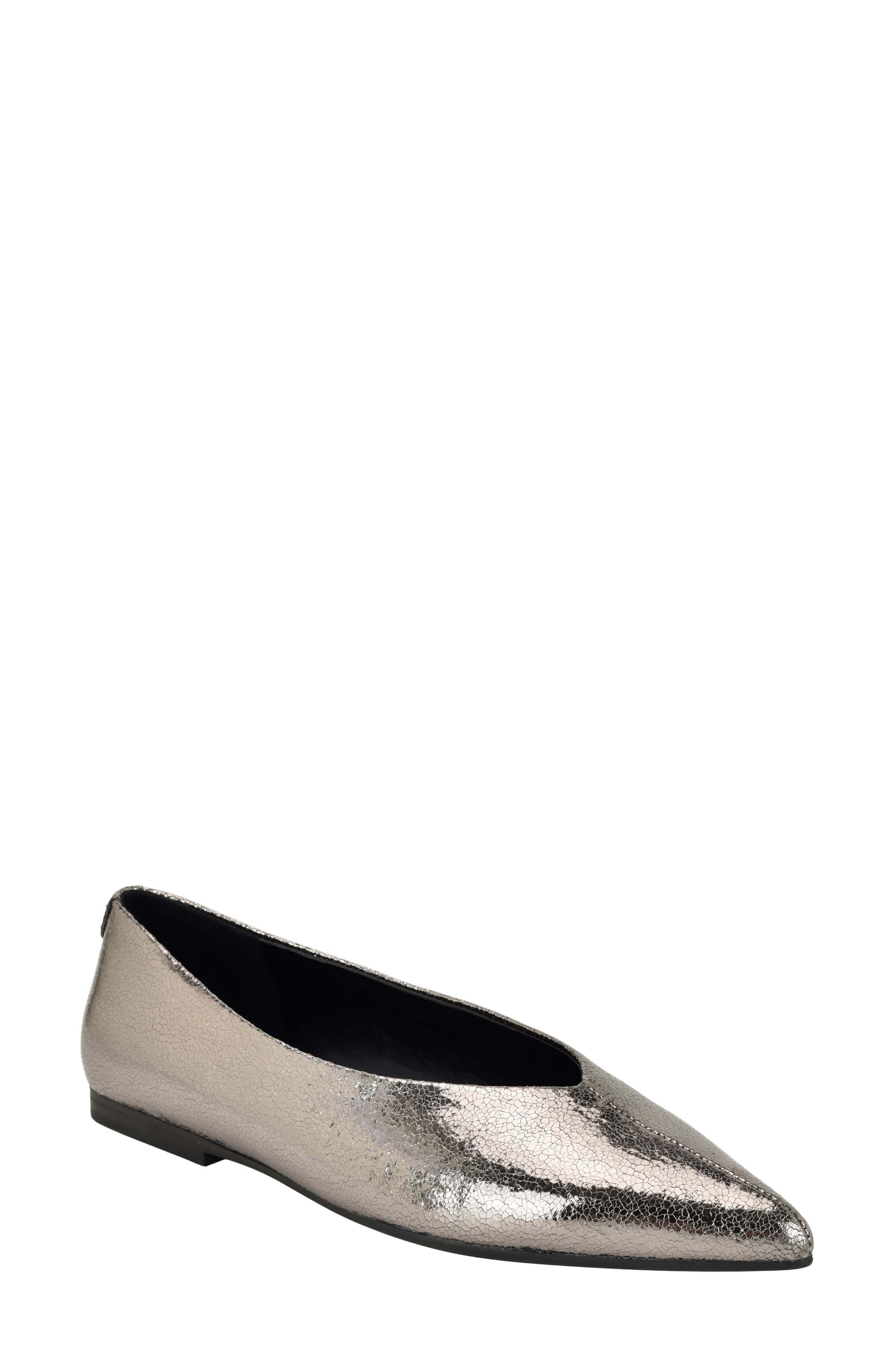 Gemeen Pointed Toe Flat, Main, color, PEWTER 060