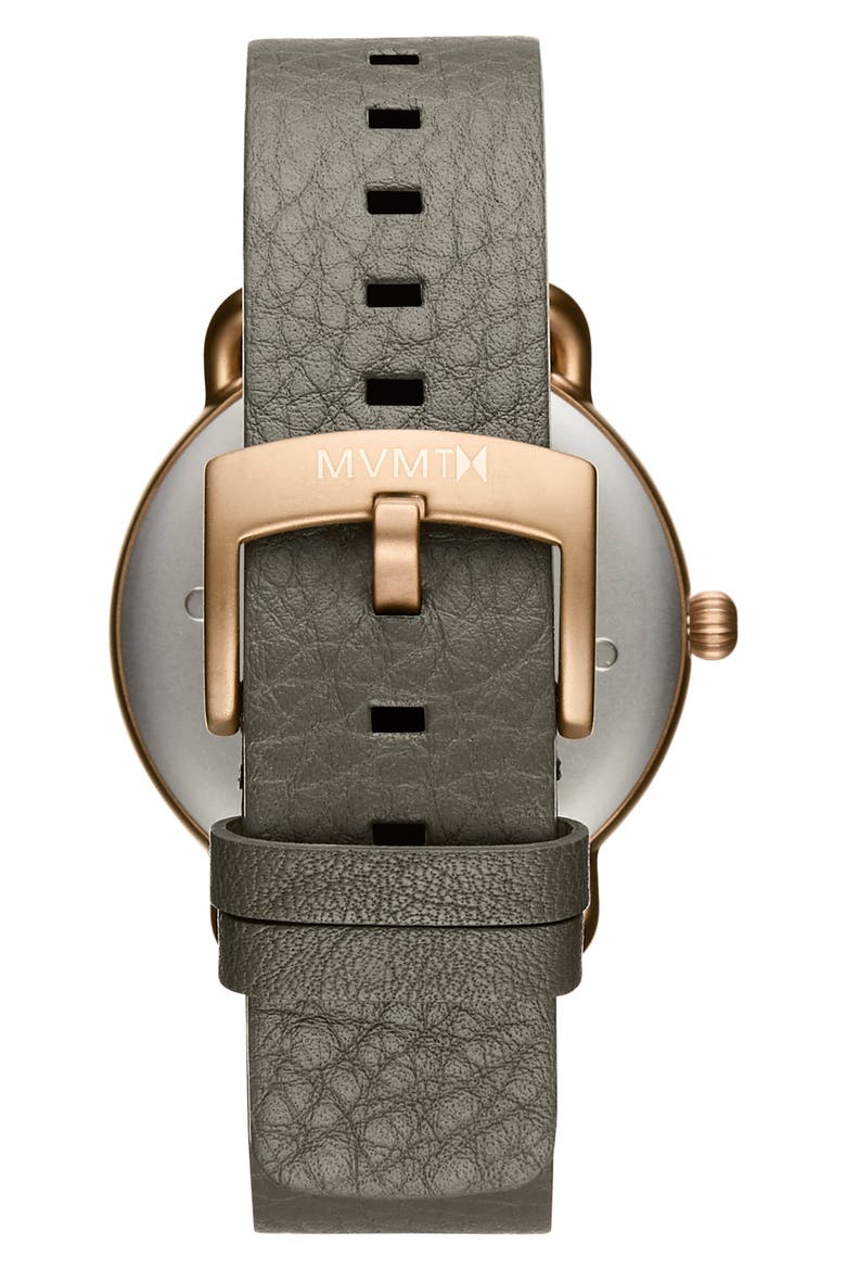 MVMT Revolver Leather Strap Watch, 41mm, Alternate, color, GREY/ BLACK/ ROSE GOLD