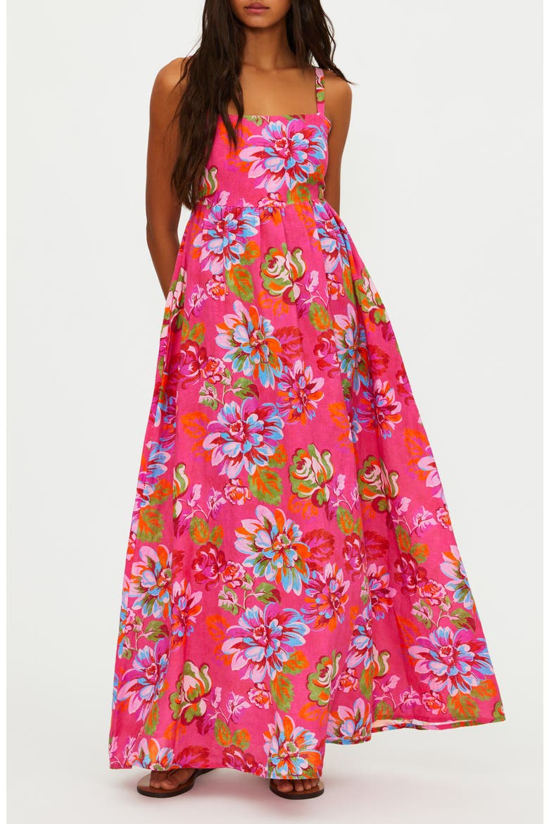 Rianne Floral Cotton & Linen Cover-Up Maxi Dress, Main, color, SUGAR BLOOM
