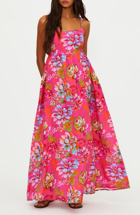 Rianne Floral Cotton & Linen Cover-Up Maxi Dress